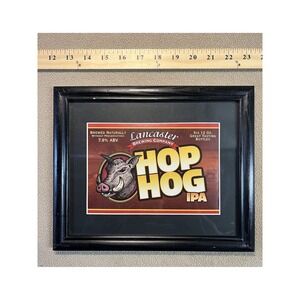 Lancaster Brewing Company Hop Hog IPA Beer Label Framed Wall Art Decor